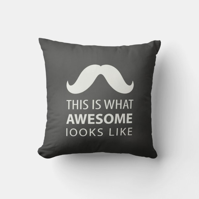 Awesome Mustache Throw Pillow (Front)