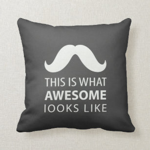 Awesome Mustache Throw Pillow