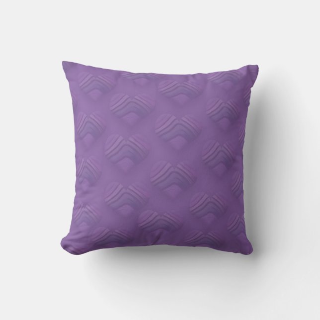 Awesome Muted Purple Hearts Throw Pillow (Front)