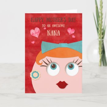 Awesome Nana Retro Gal Mother's Day Card by PamJArts at Zazzle