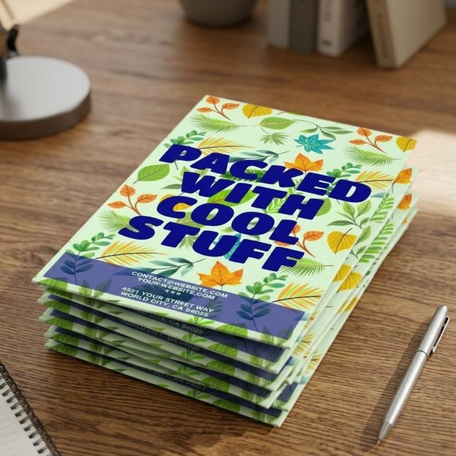 Awesome Navy Blue Things, Green Fronds & Leaves |  Envelope Mailers (retro font custom packaging, navy blue green mailing bags, small business custom mailers)