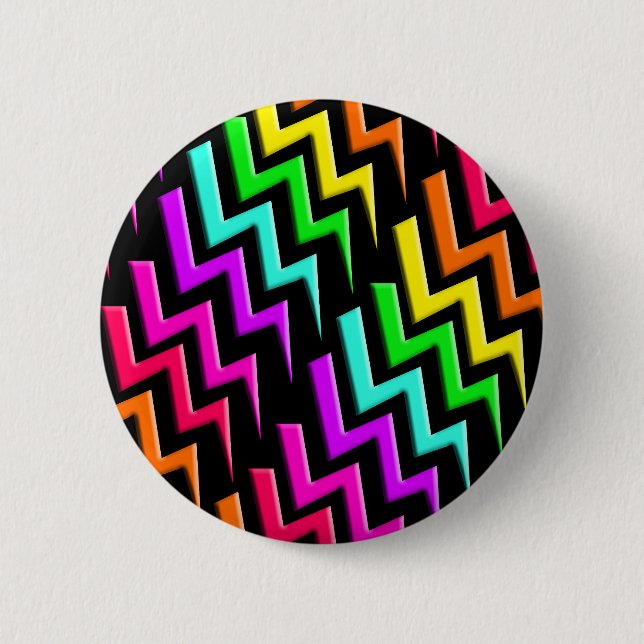 Awesome Neon Lightning Bolts Pattern Pinback Button (Front)