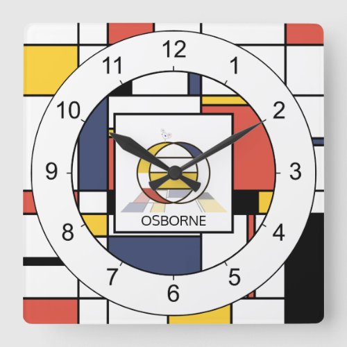 Awesome Neoplasticism Art Monogram Letter O Square Wall Clock