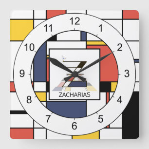 Awesome Neoplasticism Art Monogram. Letter Z Square Wall Clock