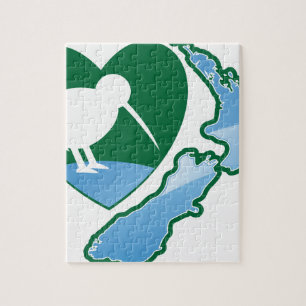 Awesome New Zealand Kiwi bird with map Jigsaw Puzzle