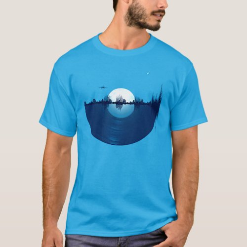 Awesome Night Moon City Music Record Soundscape T_Shirt