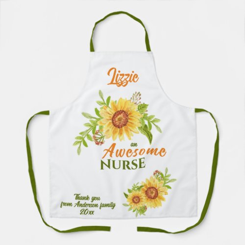 Awesome Nurse Floral Sunflower Apron