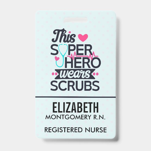 Awesome Nurse Superhero Saying Typography Badge (Front)
