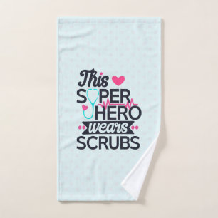 Awesome Nurse Superhero Saying Typography Bath Towel Set