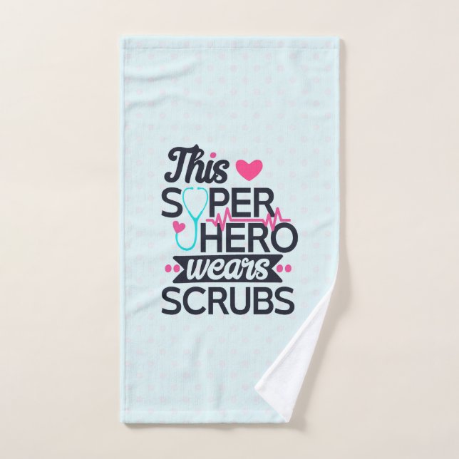 Awesome Nurse Superhero Saying Typography Bath Towel Set (Hand Towel)