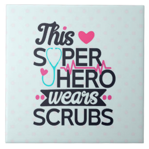 Awesome Nurse Superhero Saying Typography Ceramic Tile