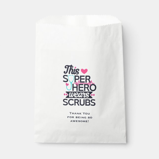 Awesome Nurse Superhero Saying Typography Favor Bag (Front)