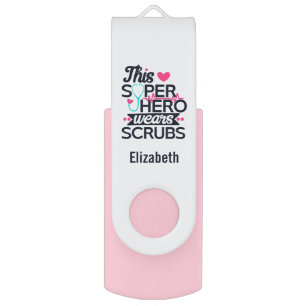 Awesome Nurse Superhero Saying Typography Flash Drive