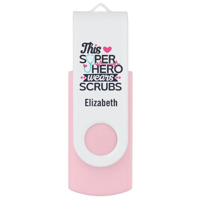 Awesome Nurse Superhero Saying Typography Flash Drive (Front Vertical)