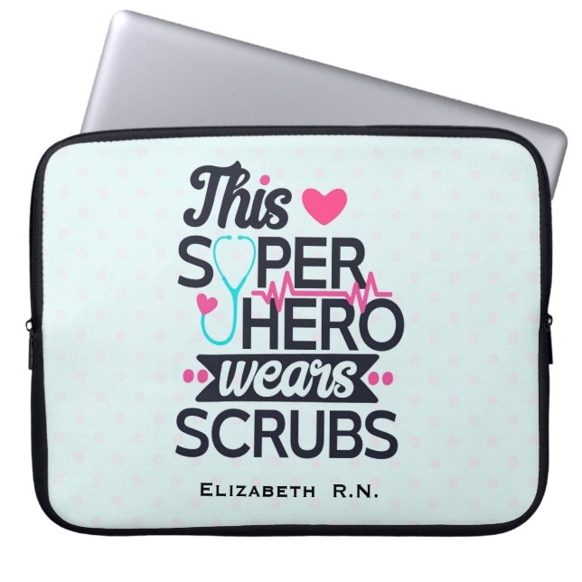 Awesome Nurse Superhero Saying Typography Laptop Sleeve (Front)