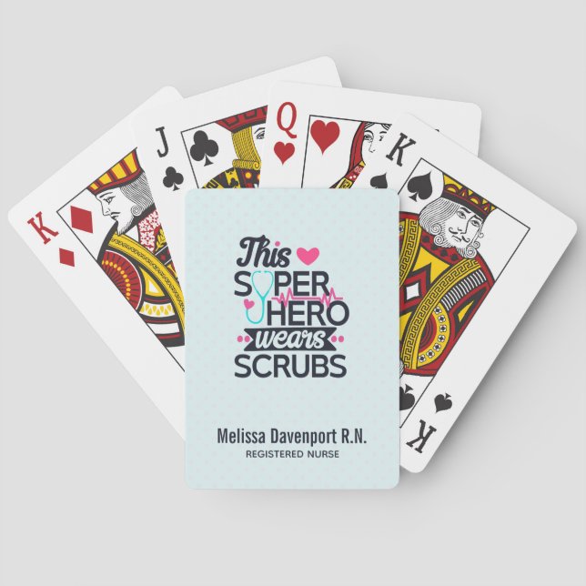 Awesome Nurse Superhero Saying Typography Poker Cards (Back)