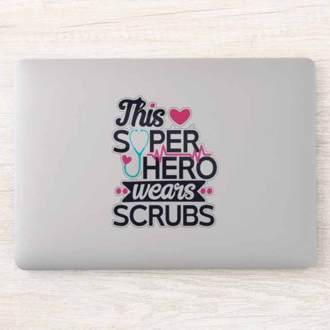 Awesome Nurse Superhero Saying Typography Sticker (Computer)