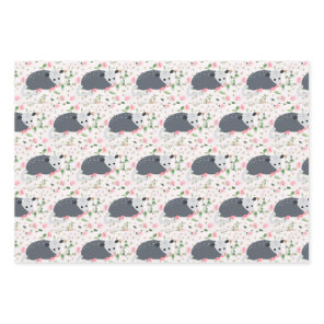 Awesome Oppossum Possum wrapping paper floral rose