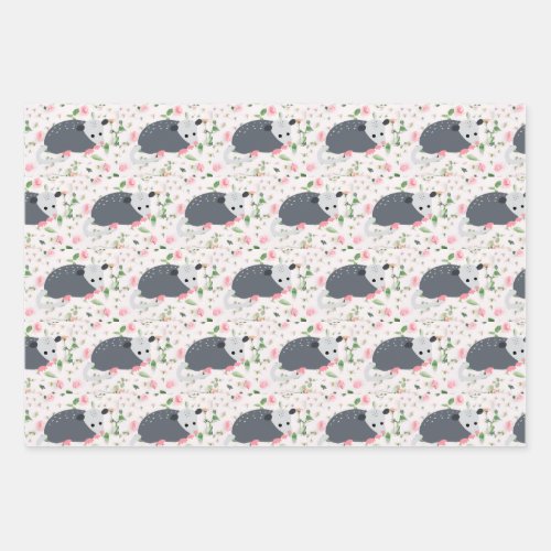 Awesome Oppossum Possum wrapping paper floral rose