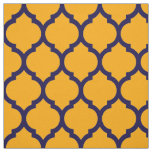 Awesome Orange Blue Moroccan Quatrefoil Pattern Fabric