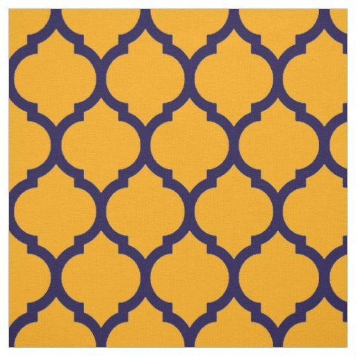 Awesome Orange Blue Moroccan Quatrefoil Pattern Fabric