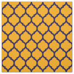Awesome Orange Blue Moroccan Quatrefoil Pattern Fabric