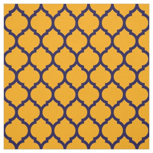 Awesome Orange Blue Moroccan Quatrefoil Pattern Fabric