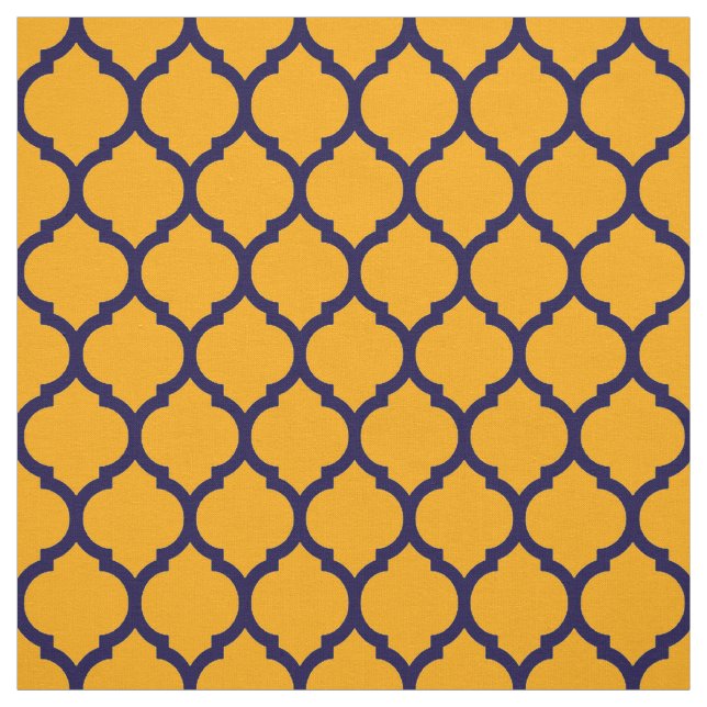 Awesome Orange Blue Moroccan Quatrefoil Pattern Fabric (Swatch)