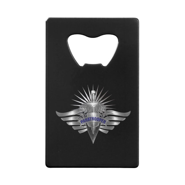 Awesome Paratrooper Custom Designed Wings Credit Card Bottle Opener (Front)