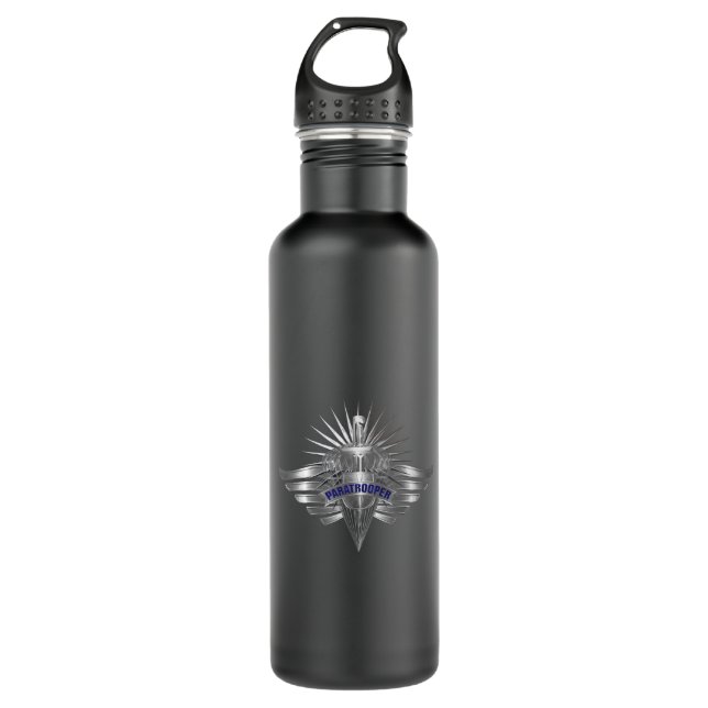 Awesome Paratrooper Custom Designed Wings Stainless Steel Water Bottle (Front)