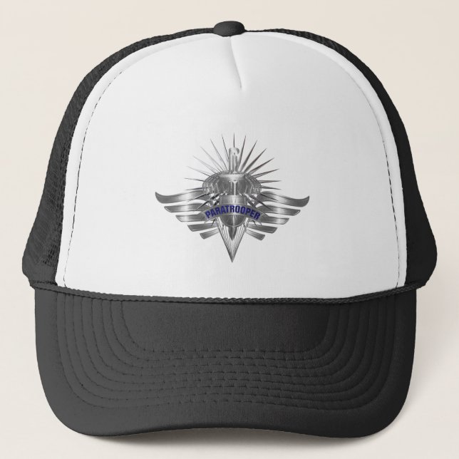 Awesome Paratrooper Custom Designed Wings Trucker Hat (Front)