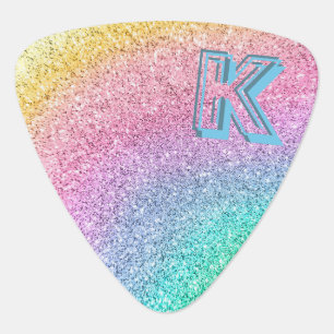 Awesome Pastel Glitter Monogrammed Custom Guitar Pick