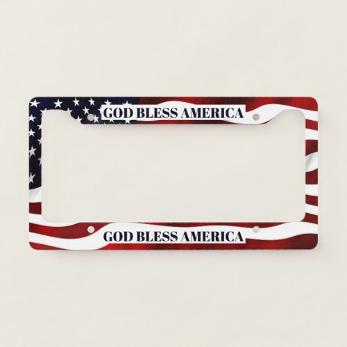 Awesome Patriotic American Flag God Bless America License Plate Frame