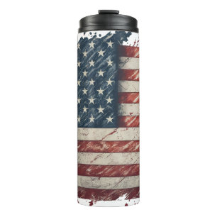 Awesome Patriotic Distressed American Flag Cool Thermal Tumbler