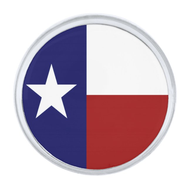 Awesome Patriotic Texas Flag Silver Finish Lapel Pin (Front)