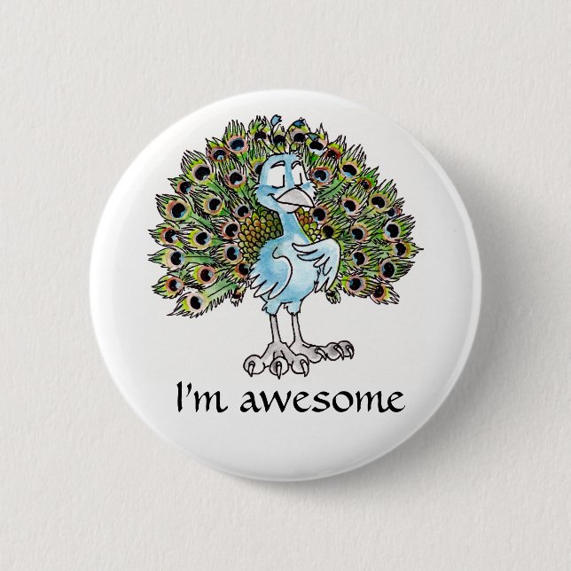 Awesome Peacock Button (Front)