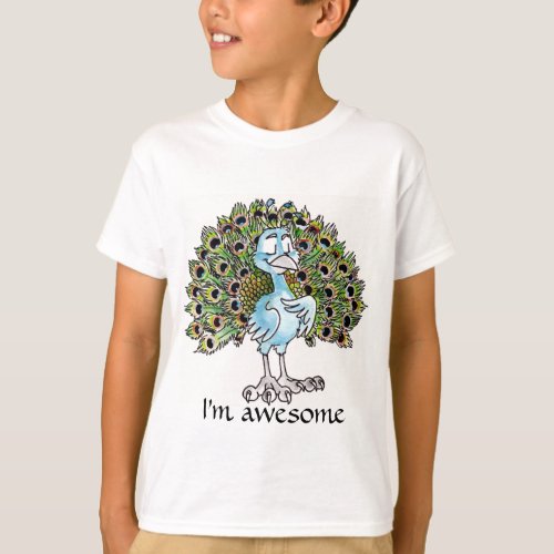 Awesome Peacock Kids T_shirt