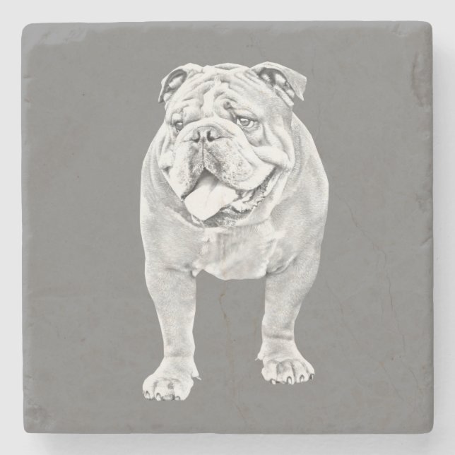 Awesome Pencil Bulldog Marble/Stone Coaster (Front)