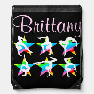 AWESOME PERSONALIZED GYMNASTICS STAR NAP SACK DRAWSTRING BAG
