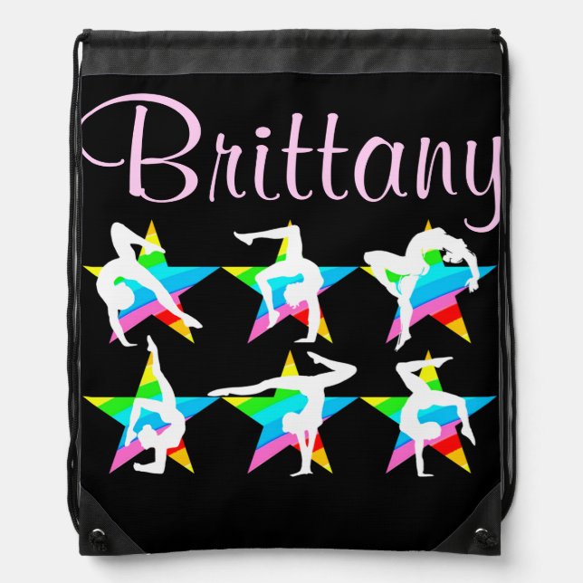 AWESOME PERSONALIZED GYMNASTICS STAR NAP SACK DRAWSTRING BAG (Front)