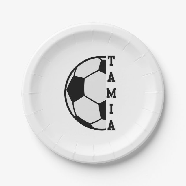 Awesome Personalized Name Soccer Ball Sports Paper Plates (Front)