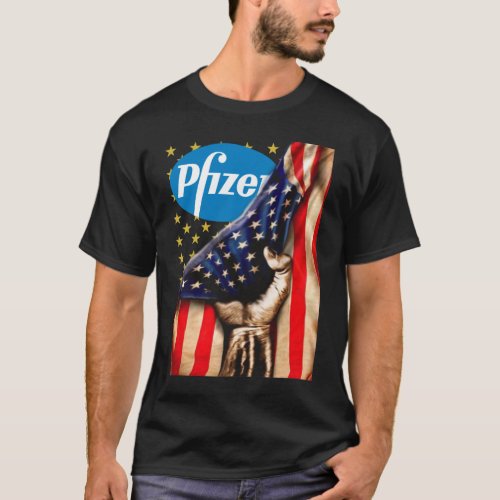 Awesome Pfizer Logo and America Flag Shirt