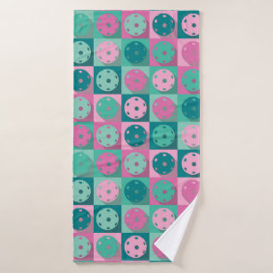 Awesome pickleball bath towel: pink and minty towel