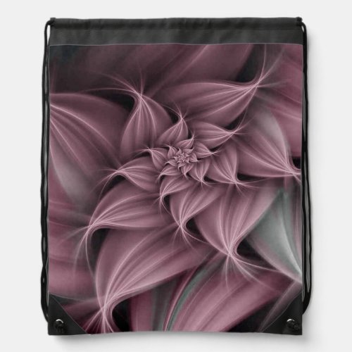 Awesome Pink Blush Flower Fractal  Drawstring Bag