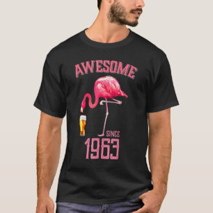 Awesome Pink Flamingo Bird Since 1963 55th Birthda T-Shirt