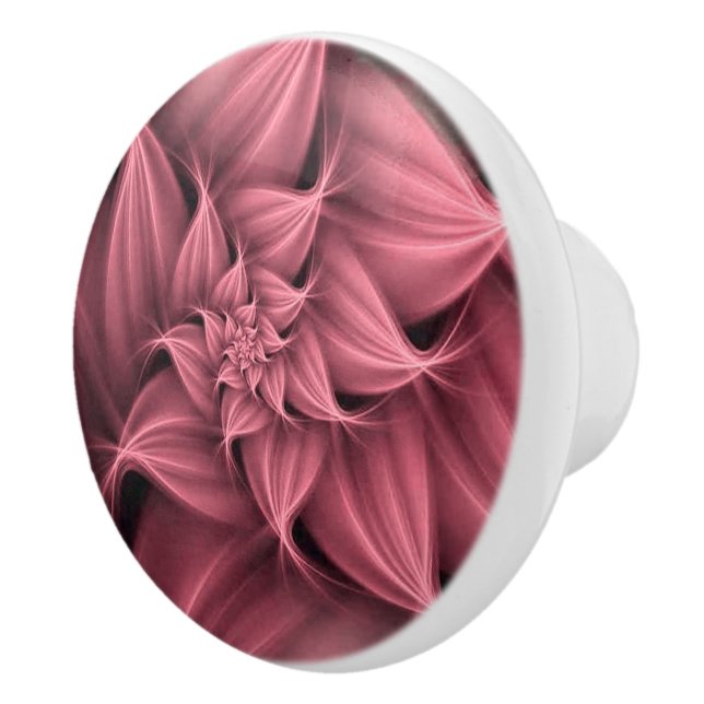 Awesome pink Flower Fractal  Ceramic Knob (Right)