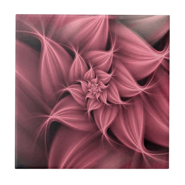 Awesome pink Flower Fractal  Ceramic Tile (Front)