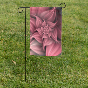 Awesome pink Flower Fractal Garden Flag