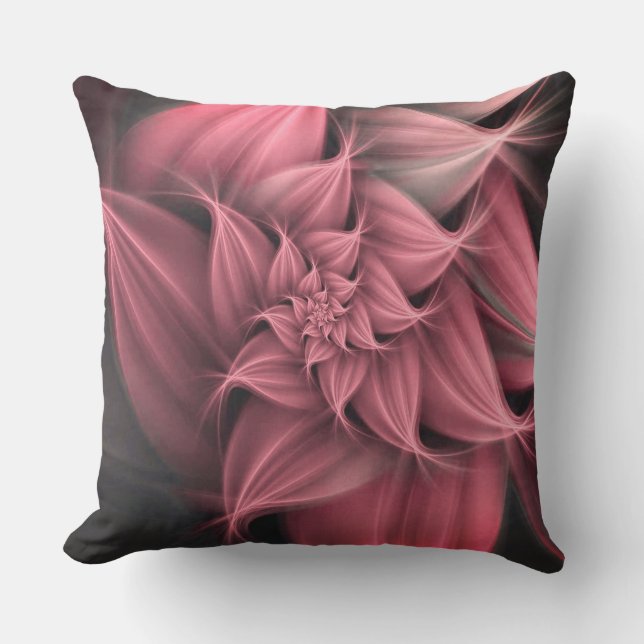 Awesome  pink Flower Fractal  Outdoor Pillow (Front)