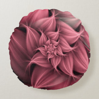 Awesome pink Flower Fractal  Round Pillow